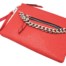 Pochette-Sac-Moyen-Bandouliere-Simili-Cuir-Rouge-avec-Chaine-Maillons-Metal-Argente