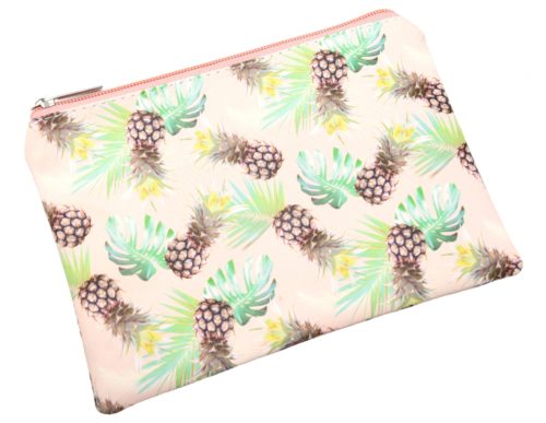 Trousse-Pochette-Souple-Peche-Imprime-Ananas-et-Feuilles