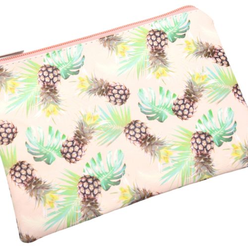 Trousse-Pochette-Souple-Peche-Imprime-Ananas-et-Feuilles