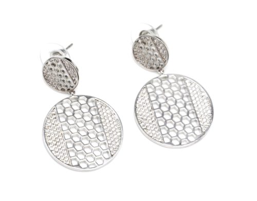 Boucles-dOreilles-Double-Cercles-Ajoures-Ruche-et-Strass-Zirconium-Argente