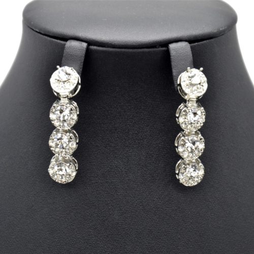 Boucles-dOreilles-Pendantes-Cercles-Metal-Argente-Strass-et-Pierres