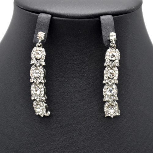 Boucles-dOreilles-Pendantes-Cloches-Metal-Argente-Strass-et-Pierres