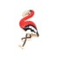 Broche-Epingle-Flamant-Rose-Metal-Peint-Rouge-et-Strass-Noir-Dore