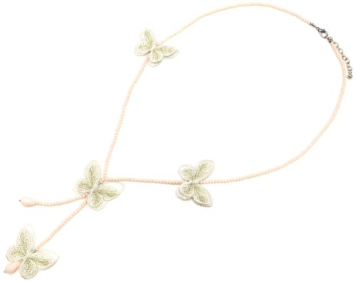 Sautoir-Collier-Y-Mini-Perles-Brillantes-avec-Papillons-Ecru-Broderie-et-Organza