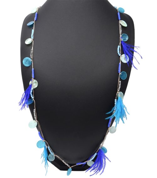 Sautoir-Collier-avec-Charms-Cercles-Nacre-Mini-Perles-et-Plumes-Bleu