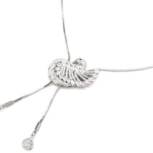 Sautoir-Collier-Pendentif-Y-Cygne-Pierres-Strass-Zirconium-et-Metal-Argente