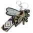 Porte-Cles-Bijou-de-Sac-Abeille-XXL-Feutrine-Broderie-Dore-et-Perles-Noir-Blanc