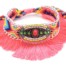 Bracelet-Manchette-Bresilien-Fils-Tresses-avec-Ovale-Pierres-Perles-et-Pompons-Corail