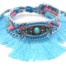 Bracelet-Manchette-Bresilien-Fils-Tresses-avec-Ovale-Pierres-Perles-et-Pompons-Bleu-Turquoise