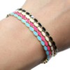 Bracelet-Jonc-Fin-Ondule-et-Chaine-Acier-Dore-avec-Ovales-Email-Couleur