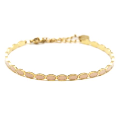 Bracelet-Jonc-Fin-Ondule-et-Chaine-Acier-Dore-avec-Ovales-Email-Beige