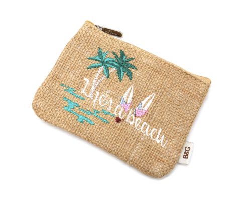 Lot-de-3-Pochettes-Trousses-Toile-de-Jute-avec-Message-Lifes-a-Beach