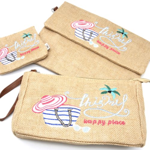 Lot-de-3-Pochettes-Trousses-Toile-de-Jute-avec-Message-This-Is-My-Happy-Place