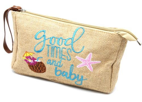 Lot-de-3-Pochettes-Trousses-Toile-de-Jute-avec-Message-Good-Times-And-Baby