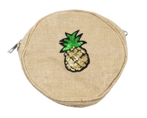 Pochette-Sac-Bandouliere-Rond-Toile-de-Jute-avec-Motif-Ananas-Sequins