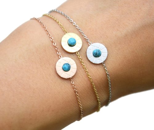 Bracelet-Fine-Chaine-Acier-avec-Charm-Cercle-Oeil-Pierre-Turquoise