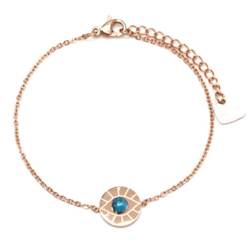 Bracelet-Fine-Chaine-Acier-Or-Rose-avec-Charm-Cercle-Oeil-Pierre-Turquoise