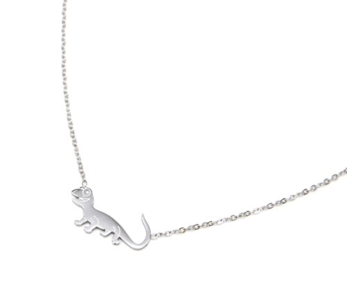 Collier-Fine-Chaine-avec-Pendentif-Salamandre-Lezard-Acier-Argente