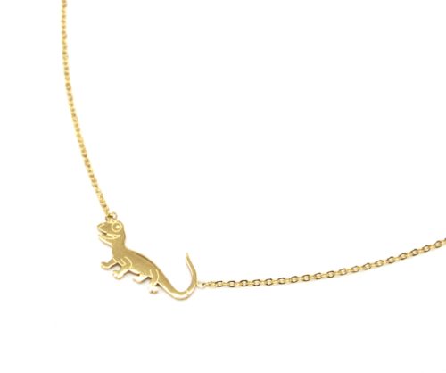 Collier-Fine-Chaine-avec-Pendentif-Salamandre-Lezard-Acier-Dore