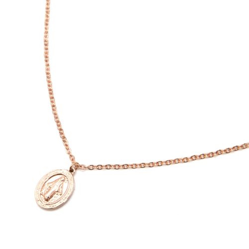 Collier-Fine-Chaine-avec-Pendentif-Vierge-Marie-Acier-Or-Rose