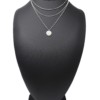 Collier-Multi-Rangs-Chaines-Metal-Argente-avec-Boules-et-Medaille