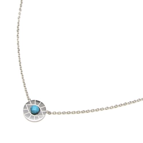 Collier-Fine-Chaine-Acier-Argente-avec-Pendentif-Cercle-Oeil-Turquoise