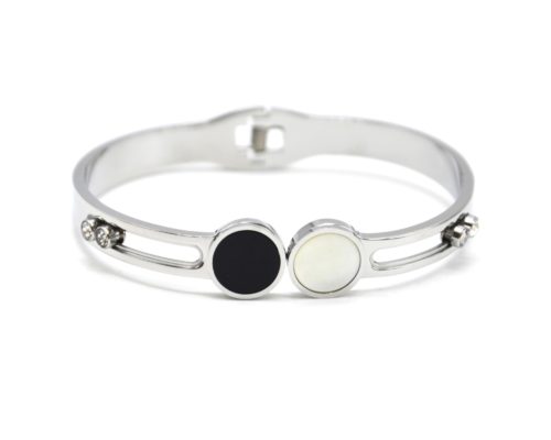 Bracelet-Jonc-Acier-Argente-Ajoure-avec-Double-Cercles-Nacre-et-Pierres