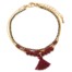 Bracelet-Multi-Rangs-Chaine-Metal-Dore-avec-Perles-et-Pompon-Bordeaux