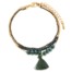 Bracelet-Multi-Rangs-Chaine-Metal-Dore-avec-Perles-et-Pompon-Vert