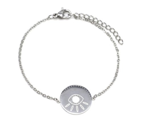 Bracelet-Fine-Chaine-avec-Charm-Medaille-Gravure-Oeil-Acier-Argente
