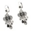 Boucles-dOreilles-Trefle-Metal-Relief-Argente-avec-Charms-et-Perles-Noires