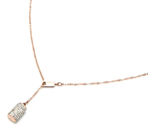 Collier-Fine-Chaine-Acier-Or-Rose-avec-Pendentif-Y-Tube-Strass