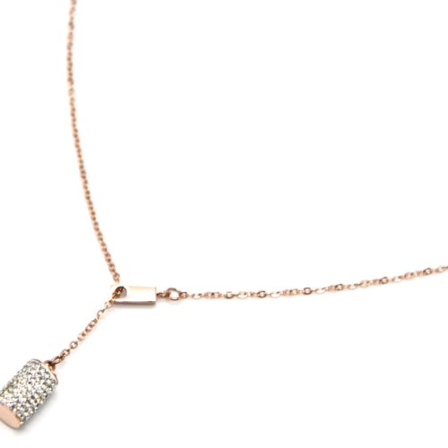 Collier-Fine-Chaine-Acier-Or-Rose-avec-Pendentif-Y-Tube-Strass