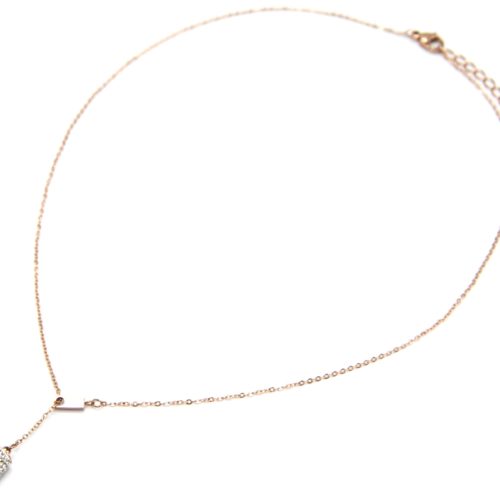 Collier-Fine-Chaine-Acier-Or-Rose-avec-Pendentif-Y-Tube-Strass