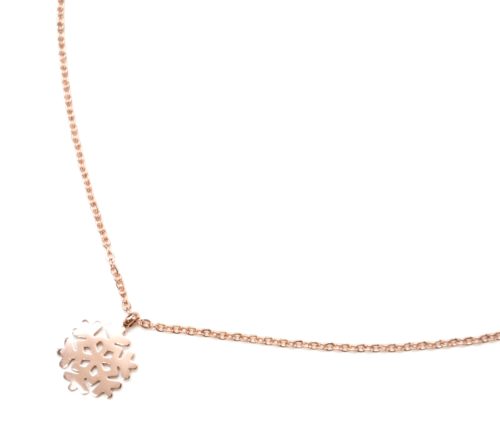 Collier-Fine-Chaine-avec-Pendentif-Flocon-Neige-Acier-Or-Rose