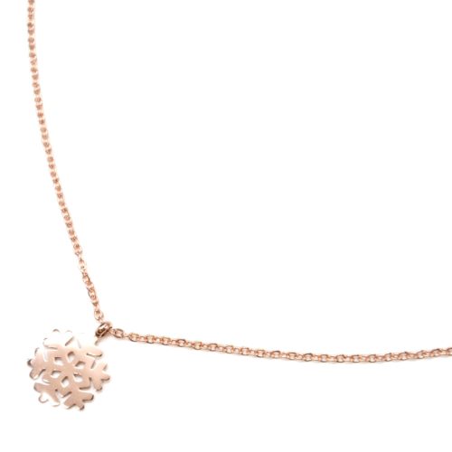 Collier-Fine-Chaine-avec-Pendentif-Flocon-Neige-Acier-Or-Rose