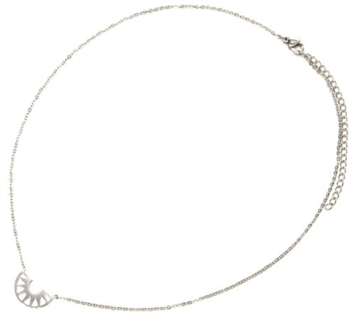 Collier-Fine-Chaine-avec-Pendentif-Demi-Cercle-Ajoure-Acier-Argente