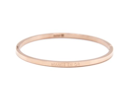 Bracelet-Jonc-Fin-Acier-Or-Rose-avec-Message-Mamie-En-Or