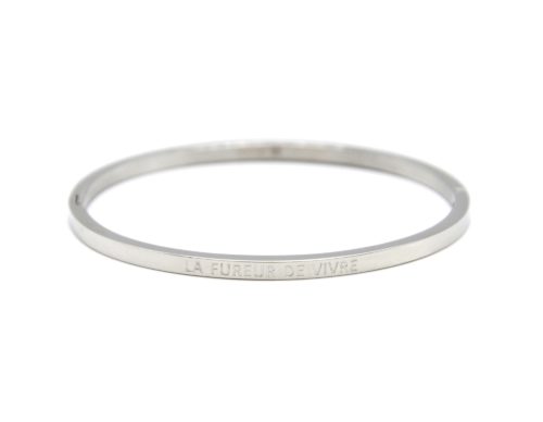 Bracelet-Jonc-Fin-Acier-Argente-avec-Message-La-Fureur-De-Vivre