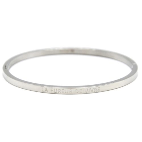 Bracelet-Jonc-Fin-Acier-Argente-avec-Message-La-Fureur-De-Vivre