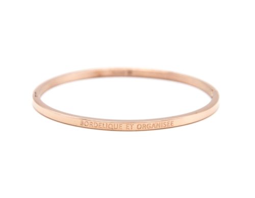 Bracelet-Jonc-Fin-Acier-Or-Rose-avec-Message-Bordelique-et-Organisee