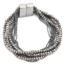 Bracelet-Manchette-Multi-Rangs-Boules-Metal-et-Perles-Brillantes-Grises