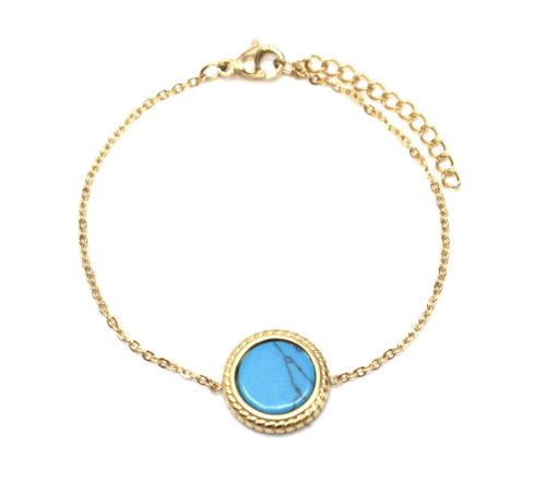 Bracelet-Fine-Chaine-avec-Charm-Pierre-Marbre-Turquoise-Contour-Acier-Dore