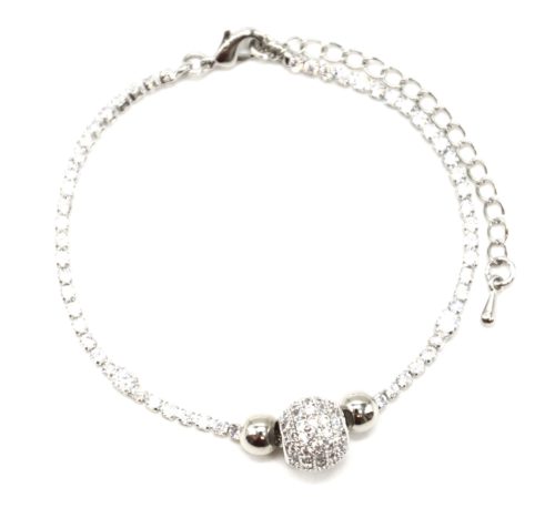 Bracelet-1-Rangee-Strass-avec-Charm-Boule-Strass-Zirconium-et-Metal-Argente