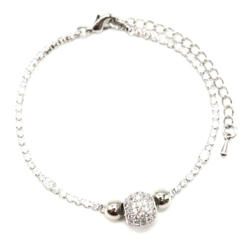 Bracelet-1-Rangee-Strass-avec-Charm-Boule-Strass-Zirconium-et-Metal-Argente