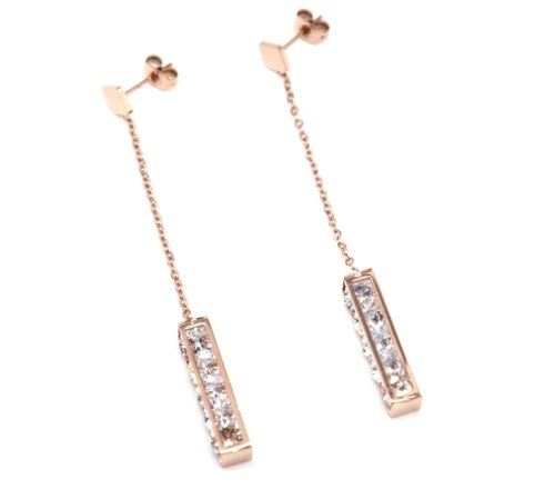 Boucles-dOreilles-Pendantes-Carre-et-Rectangle-Acier-Or-Rose-avec-Cristaux