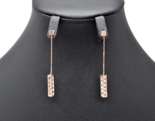 Boucles-dOreilles-Pendantes-Carre-et-Rectangle-Acier-Or-Rose-avec-Cristaux