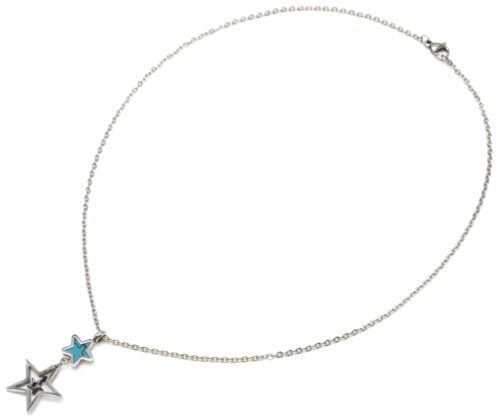 Collier-Fine-Chaine-avec-Pendentif-Triple-Etoiles-Acier-Argente-et-Pierre-Turquoise