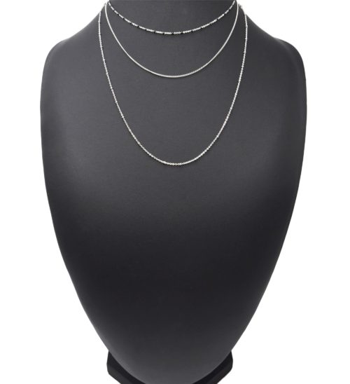 Collier-Triple-Chaine-avec-Mini-Perles-Email-Noir-et-Boules-Acier-Argente