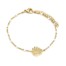 Bracelet-Fine-Chaine-Mini-Perles-Email-Blanc-avec-Feuille-Acier-Dore